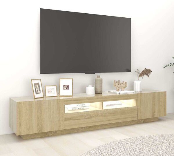 Sonoma tölgy színű TV-szekrény LED-lámpákkal 200 x 35 x 40 cm