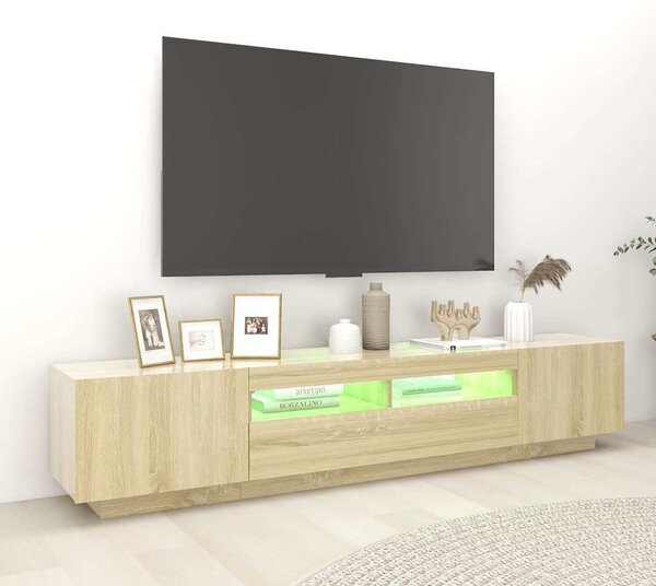 Sonoma tölgy színű TV-szekrény LED-lámpákkal 200 x 35 x 40 cm