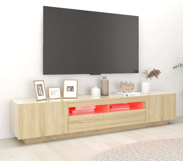 Sonoma tölgy színű TV-szekrény LED-lámpákkal 200 x 35 x 40 cm