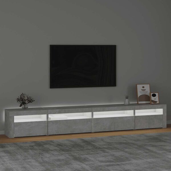 Betonszürke TV-szekrény LED lámpákkal 270x35x40 cm