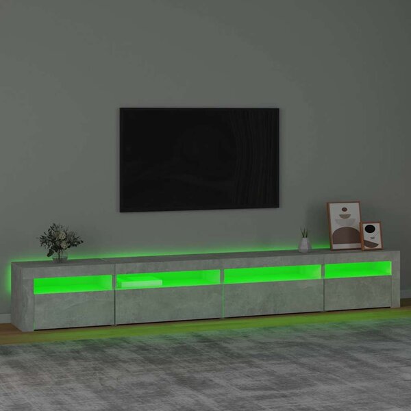 Betonszürke TV-szekrény LED lámpákkal 270x35x40 cm