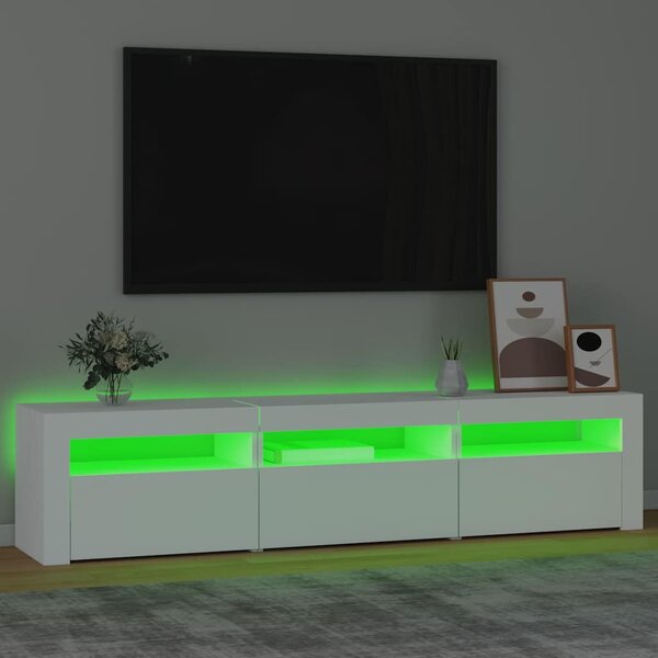 Fehér TV-szekrény LED-lámpákkal 180x35x40 cm