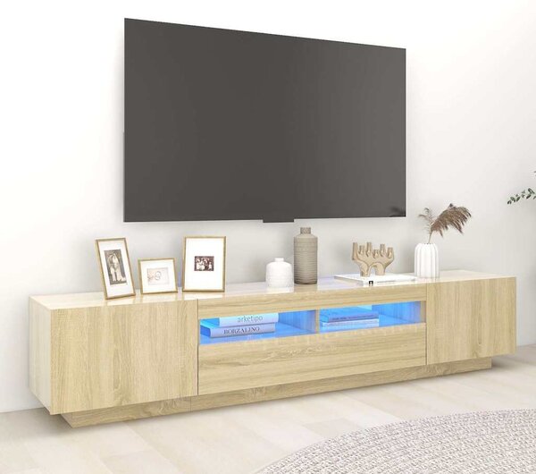 Sonoma tölgy színű TV-szekrény LED-lámpákkal 200 x 35 x 40 cm