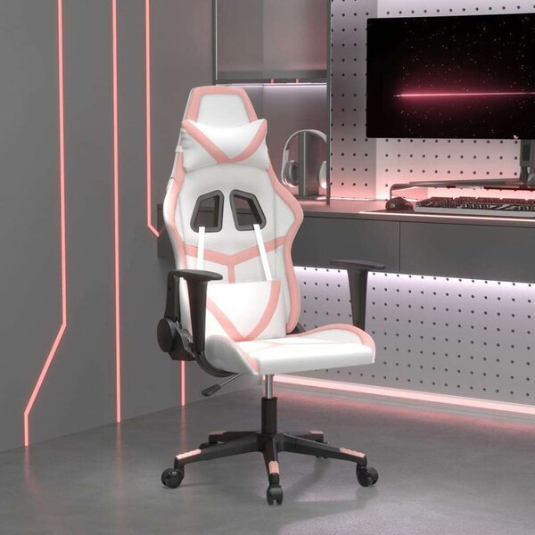 Gamer Szék - Fehér/Rózsaszín - Műbőr