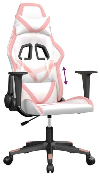 Gamer Szék - Fehér/Rózsaszín - Műbőr