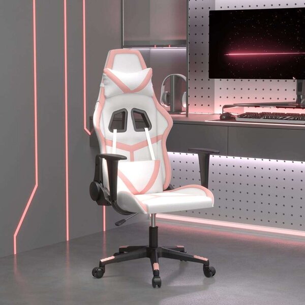 Gamer Szék - Fehér/Rózsaszín - Műbőr