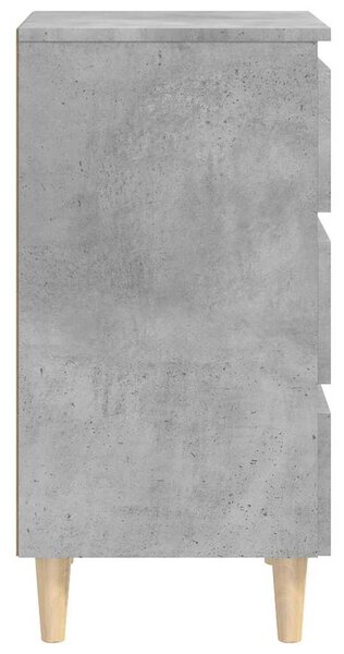Betonszürke éjjeliszekrény tömör fa lábakkal 40 x 35 x 69 cm