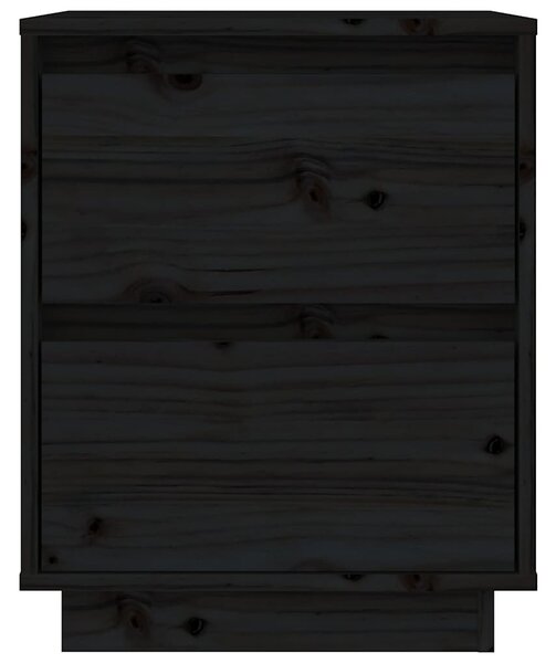 2 db fekete tömör fenyőfa éjjeliszekrény 40 x 35 x 50 cm