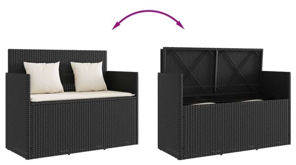 VidaXL Kert Pad - Polyrattan - Fekete - 120x50x90,5cm