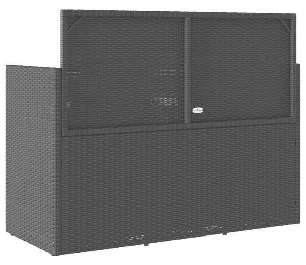 VidaXL Kertbútor Pad - Fekete Polyrattan - Tárolóval - 120cm