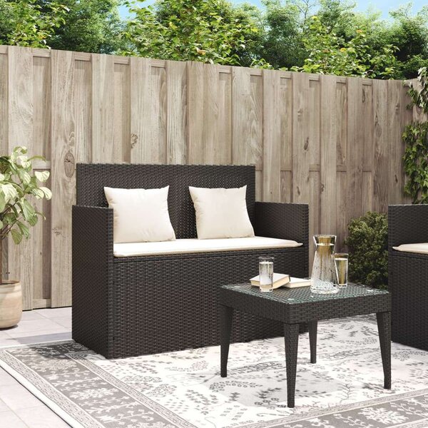 VidaXL Kert Pad - Polyrattan - Fekete - 120x50x90,5cm