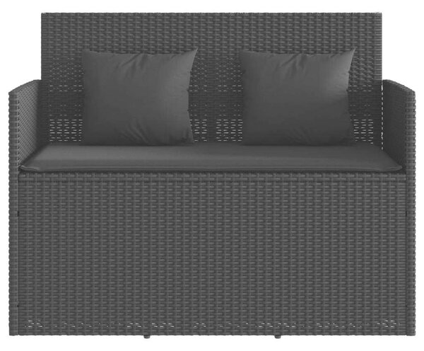 VidaXL Kertbútor Pad - Fekete Polyrattan - Tárolóval - 120cm
