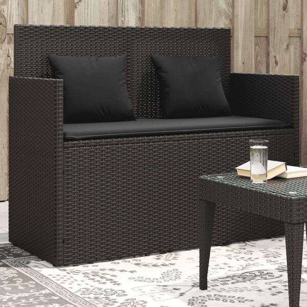 VidaXL Kertbútor Pad - Fekete Polyrattan - Tárolóval - 120cm