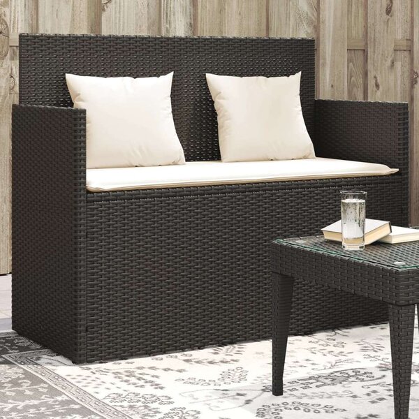 VidaXL Kert Pad - Polyrattan - Fekete - 120x50x90,5cm