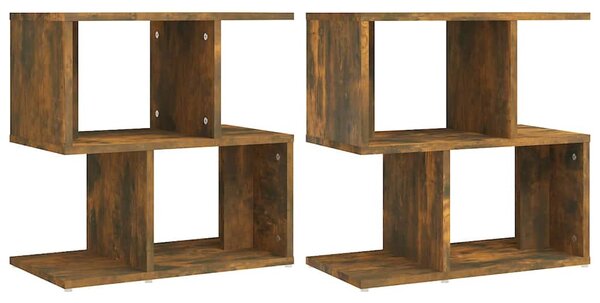 2 db füstös tölgy színű szerelt fa éjjeliszekrény 50x30x51,5 cm