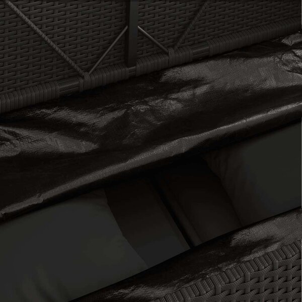 VidaXL Kertbútor Pad - Polyrattan - Fekete - Tárolóval - 113x61x87cm