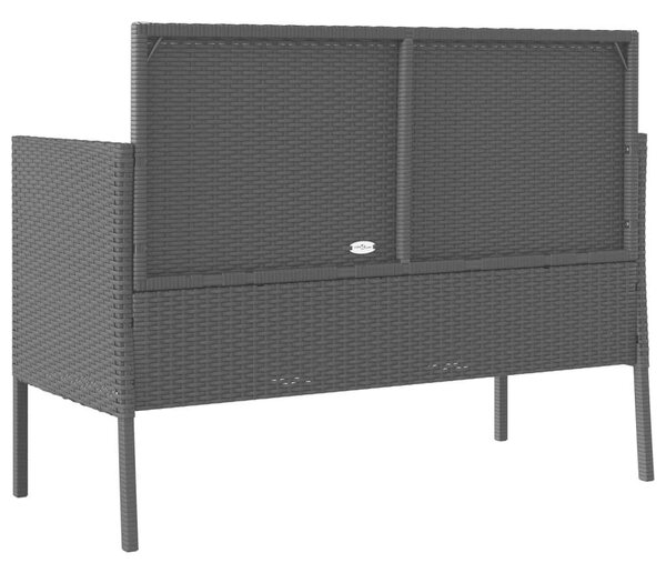 VidaXL Kertbútor Pad - Polyrattan - Fekete - Tárolóval - 113x61x87cm