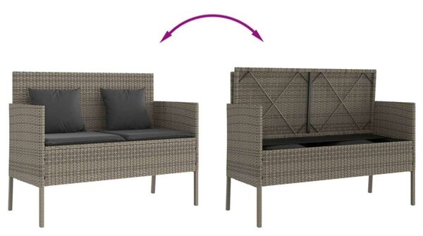 VidaXL Polyrattan Kerti Pad - Tárolóval - 113x61x87cm