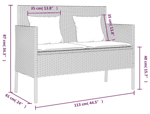VidaXL Polyrattan Kert Pad - Bézs - 113x61x87 cm