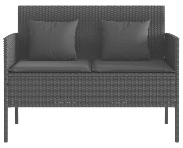 VidaXL Kertbútor Pad - Polyrattan - Fekete - Tárolóval - 113x61x87cm