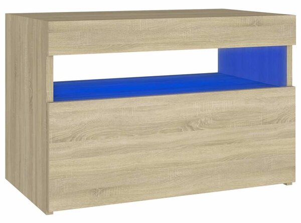 Sonoma tölgyszínű éjjeliszekrény LED-lámpákkal 60x35x40 cm
