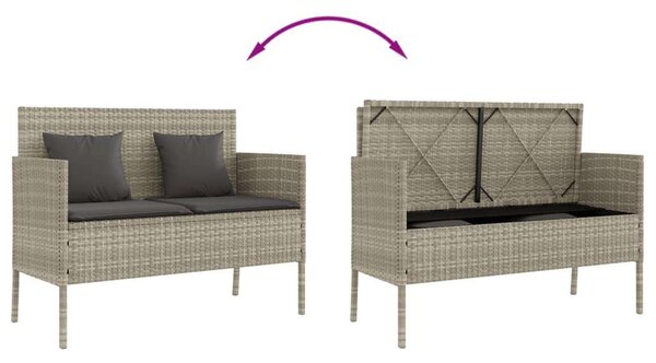 VidaXL Polyrattan Kerti Pad - 113x61x87 cm - Tárolóval
