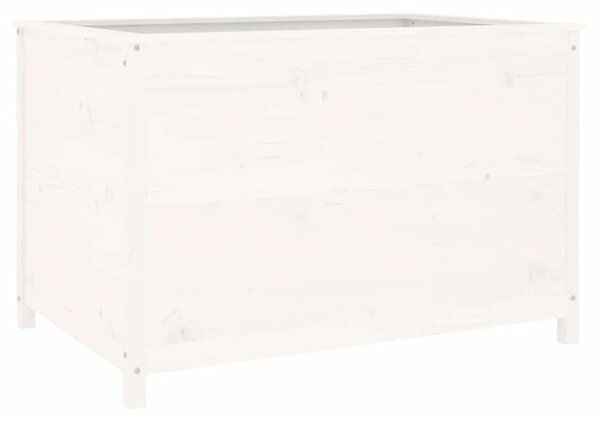 Fehér tömör fenyőfa kerti magaságyás 119,5 x 82,5 x 78 cm