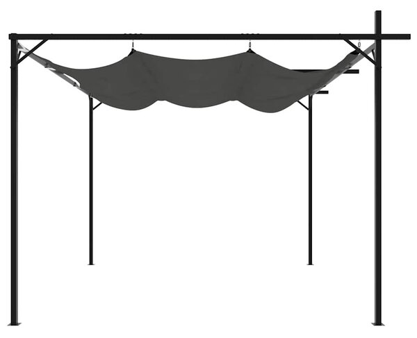 Antracitszürke pergola behúzható tetővel 295 x 292 x 230 cm