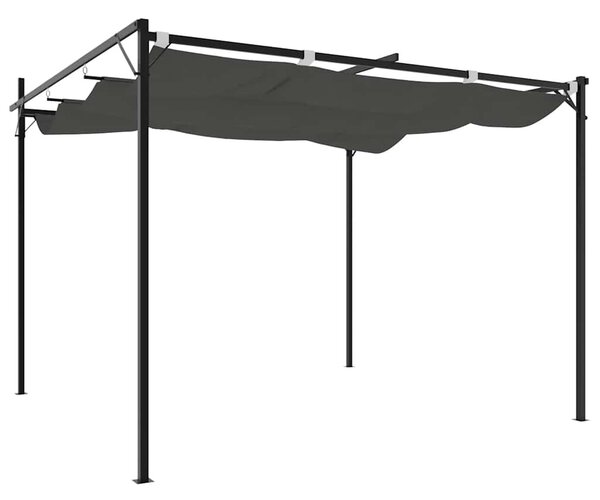 Antracitszürke pergola behúzható tetővel 295 x 292 x 230 cm