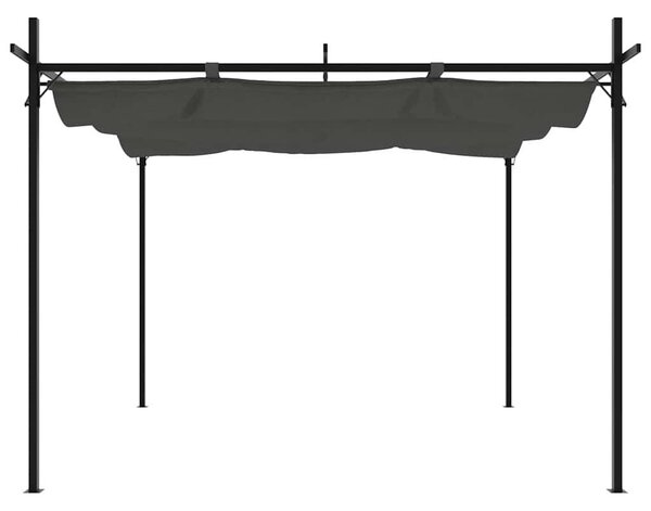 Antracitszürke pergola behúzható tetővel 295 x 292 x 230 cm