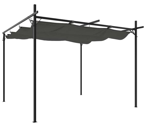 Antracitszürke pergola behúzható tetővel 295 x 292 x 230 cm