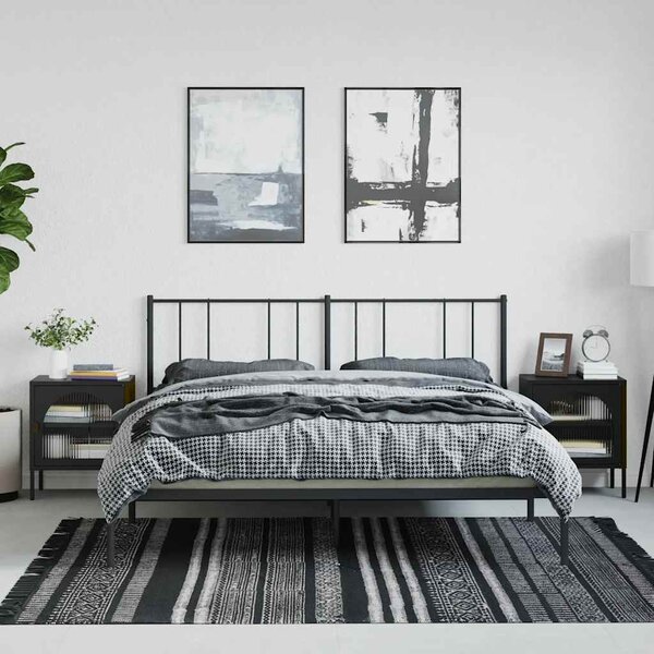 2 db fekete üveg és acél éjjeliszekrény 50 x 35 x 60 cm