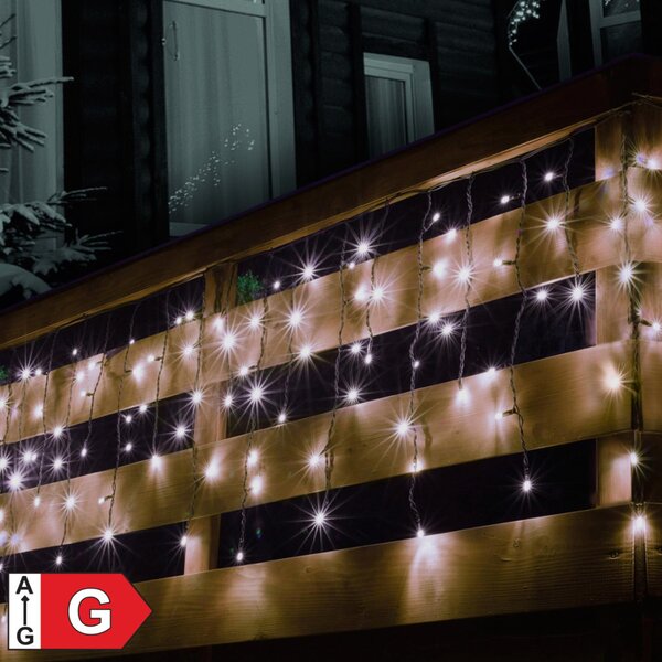 HOME KSF 200/WH LED-es fényfüggöny, 4 m / 200 db hidegfehér LED, állófényű, fekete vezeték, sorolható, kül- és beltéri kivitel