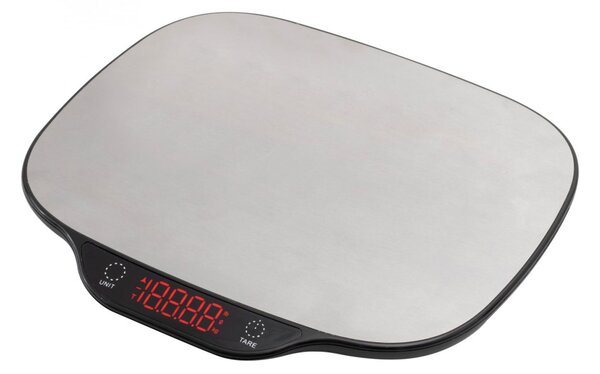 HOME HG M 15 konyhai mérleg, méréshatár 15 kg, mérési pontosság: 1 g, tára funkció, világító piros LED kijelzővel, automatikus kikapcsolás
