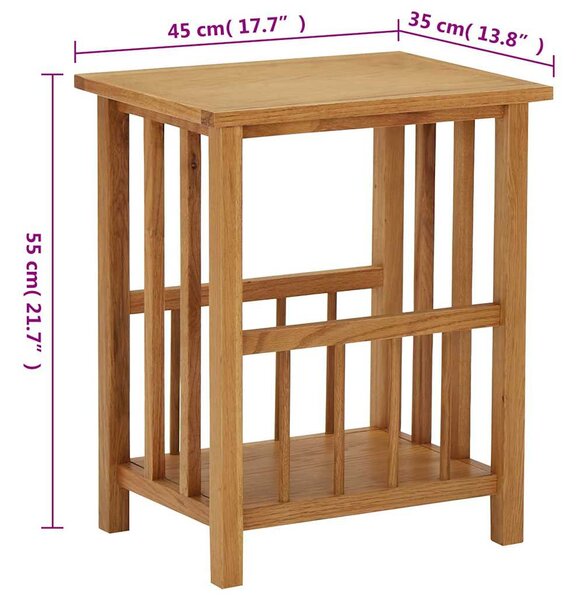 Tömör tölgyfa magazinasztal 45 x 35 x 55 cm