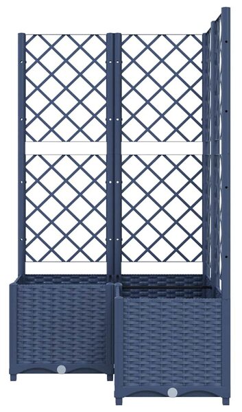 Kékszürke PP rácsos kerti ültetőláda 80 x 80 x 136 cm
