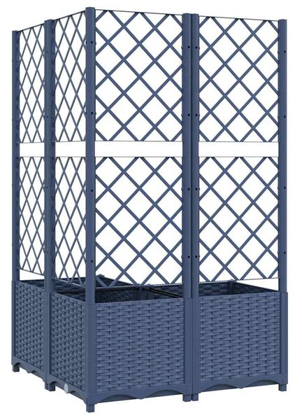 Kékszürke PP rácsos kerti ültetőláda 80 x 80 x 136 cm