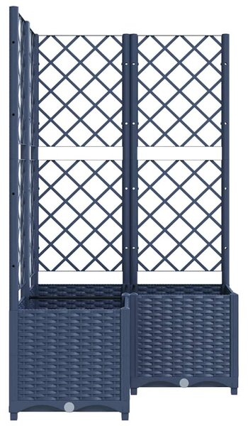 Kékszürke PP rácsos kerti ültetőláda 80 x 80 x 136 cm