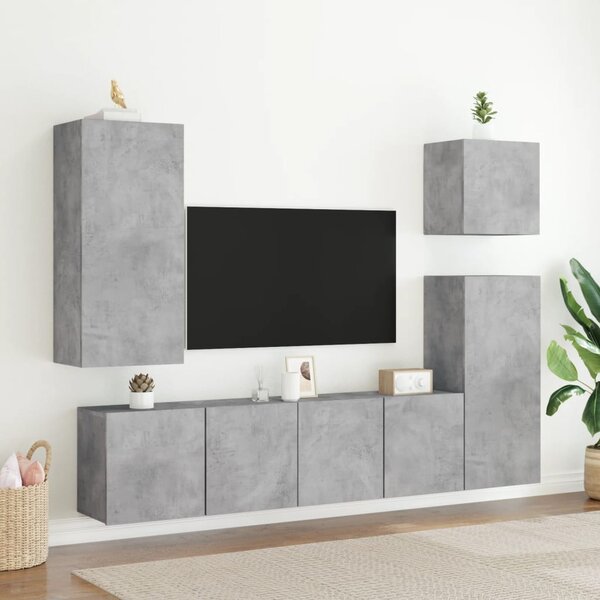 Betonszürke falra szerelhető TV-szekrény 80 x 30 x 41 cm