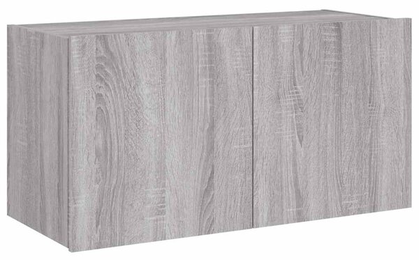 Szürke sonoma színű fali TV-szekrény LED-del 80x35x41 cm