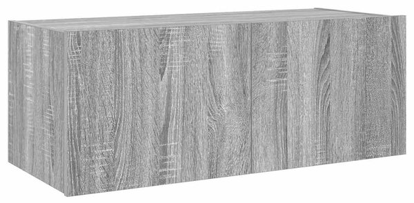 Szürke sonoma színű fali TV-szekrény LED-del 80x35x31 cm