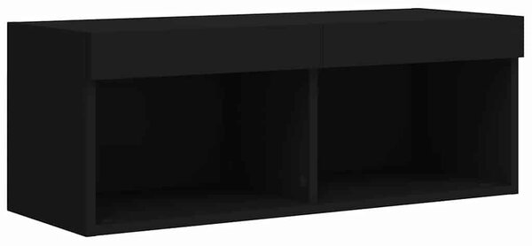 Fekete TV-szekrény LED-világítással 80 x 30 x 30 cm