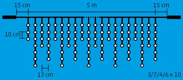 HOME DLFJ 200/WH LED-es fényfüggöny, 5 m / 200 db hidegfehér LED, állófényű, fehér vezeték, sorolható, kül- és beltéri kivitel