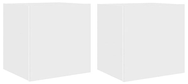 2 db fehér falra szerelhető TV-szekrény LED-ekkel 40,5x35x40 cm