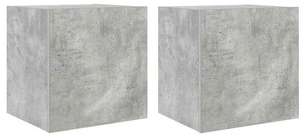 2 db betonszürke fali TV-szekrény LED-del 40,5x35x40 cm