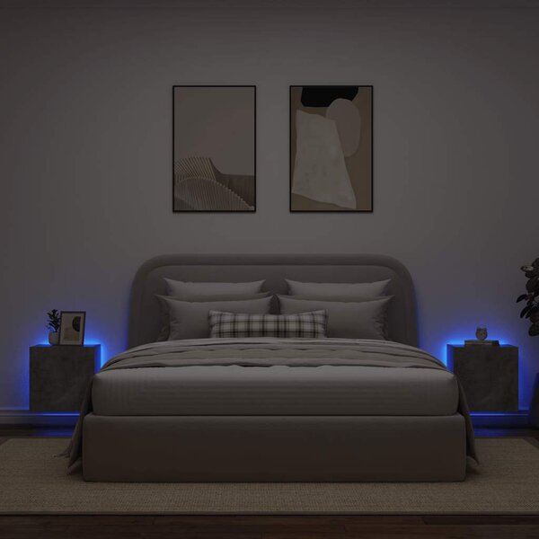 2 db betonszürke fali TV-szekrény LED-del 40,5x35x40 cm