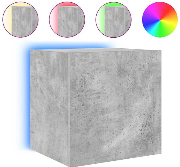 2 db betonszürke fali TV-szekrény LED-del 40,5x35x40 cm