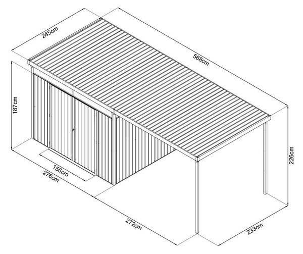 Avenberg MAGNUS Kerti ház fényáteresztő ablakokkal + bővítés 2.5 x 5.8 m - Premium