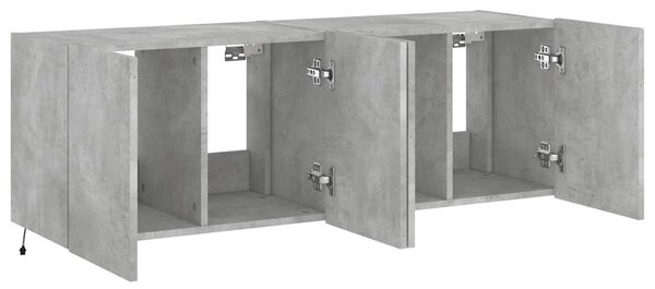 2 db betonszürke fali TV-szekrény LED-del 60x35x41 cm