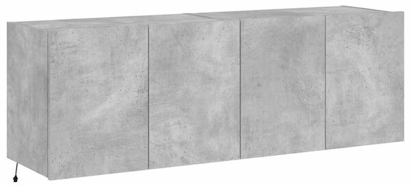2 db betonszürke fali TV-szekrény LED-del 60x35x41 cm